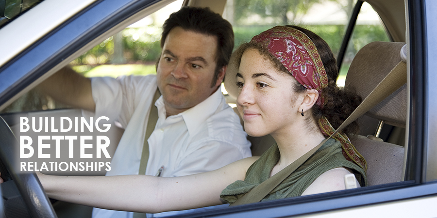 Teen driver with dad